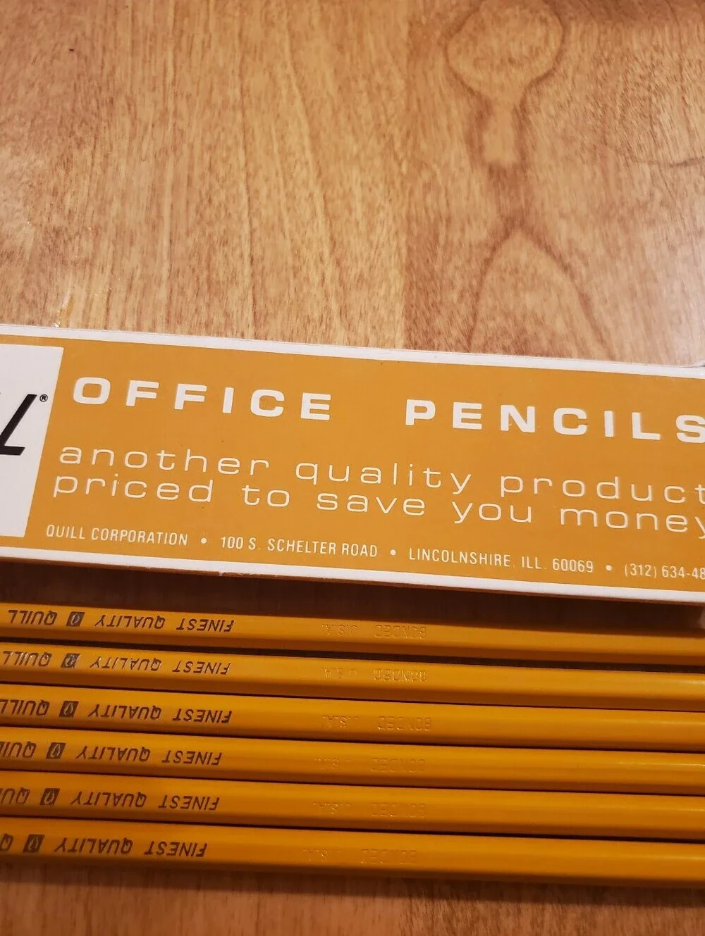Quill T-812-2 1/2 Yellow Wood Pencil Lot 6 Pencils With Original Box